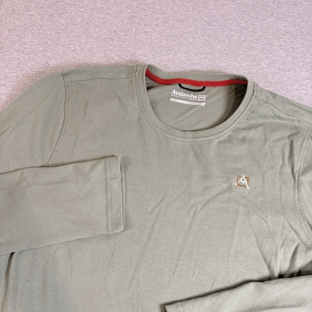 Avalanche Long Sleeve Shirt Mens Large Green Crew Neck Outdoor Supply Co